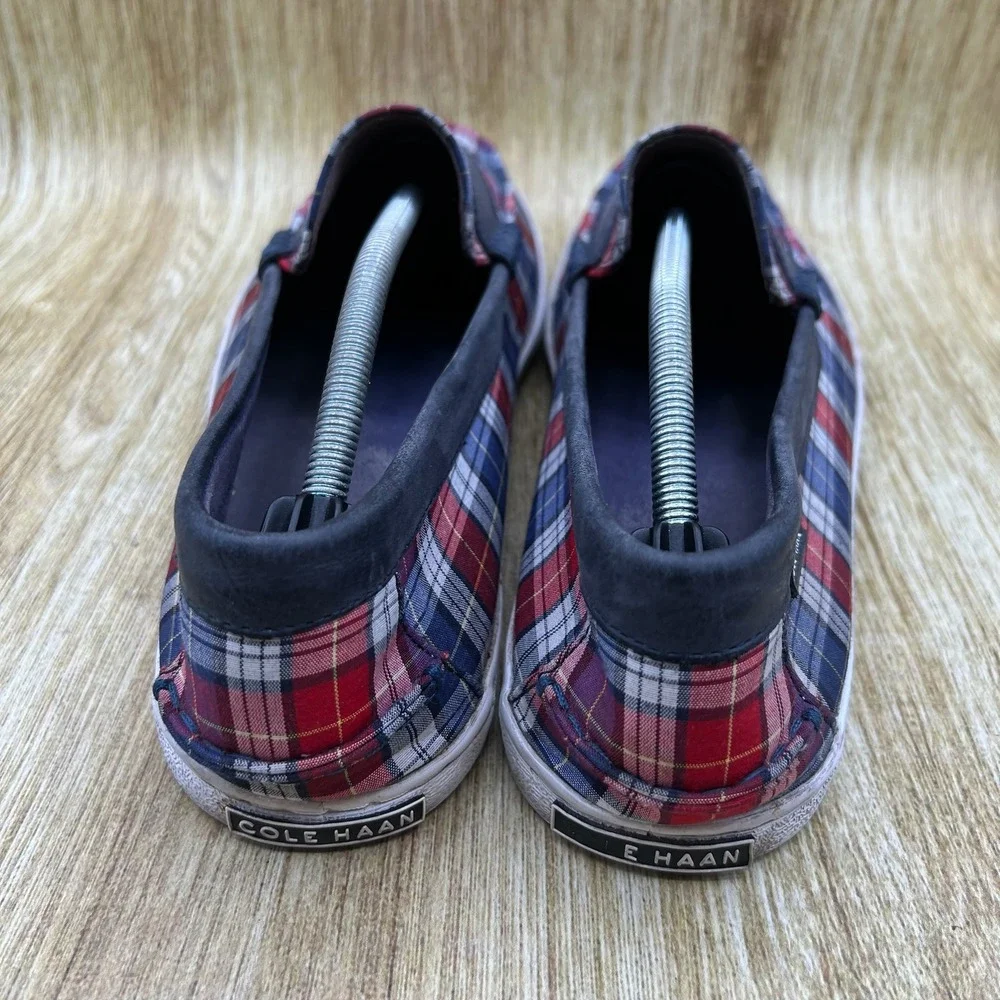 Cole Haan Nantucket Penny Loafer II Men's Size 12 M Red Blue Plaid Canvas C24450